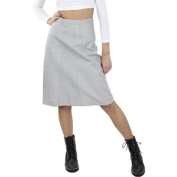 RED VALENTINO Embossed Leather Reptile A-line Skirt In Grey - Picture 1 of 13